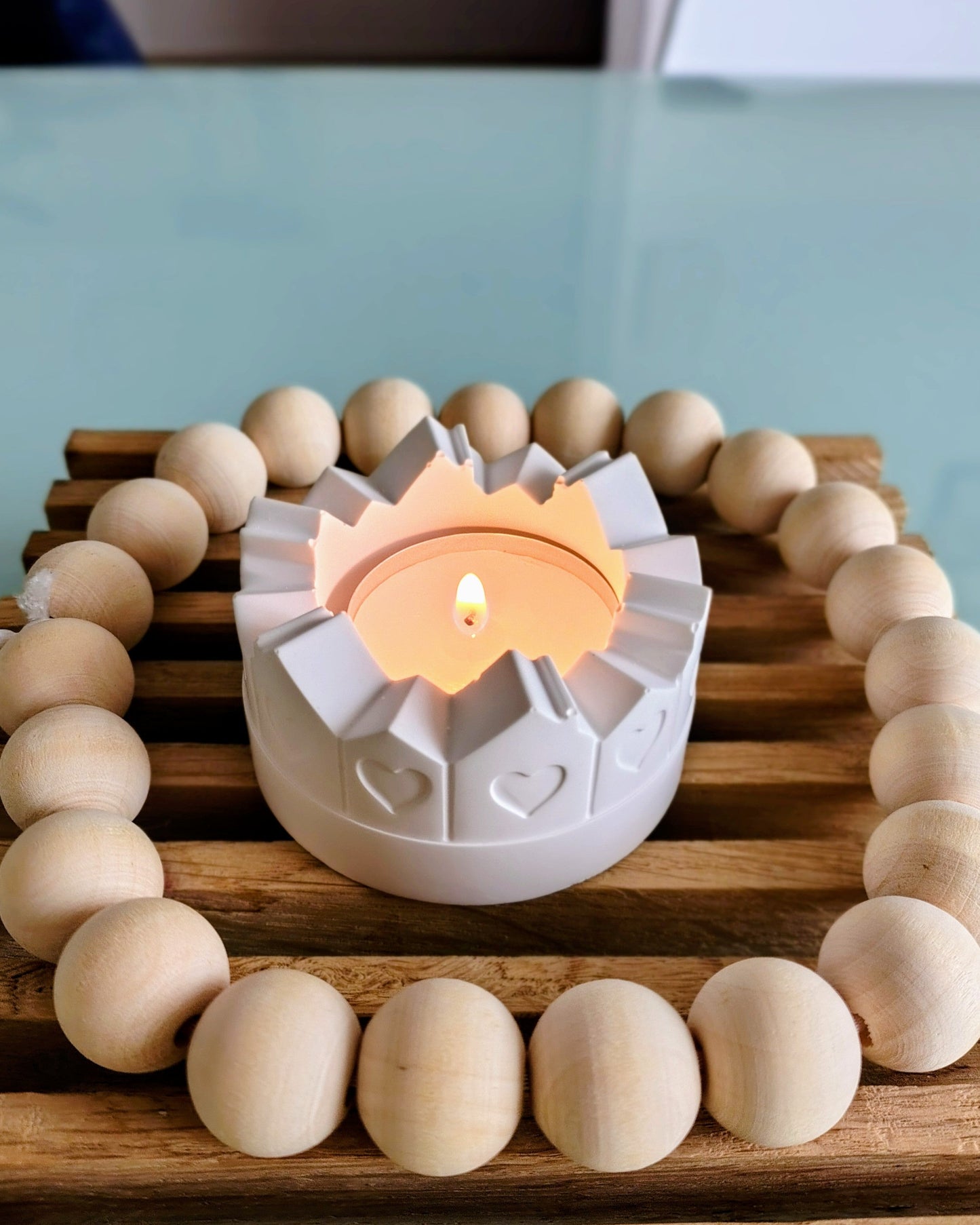 Porta candele con cuoricini