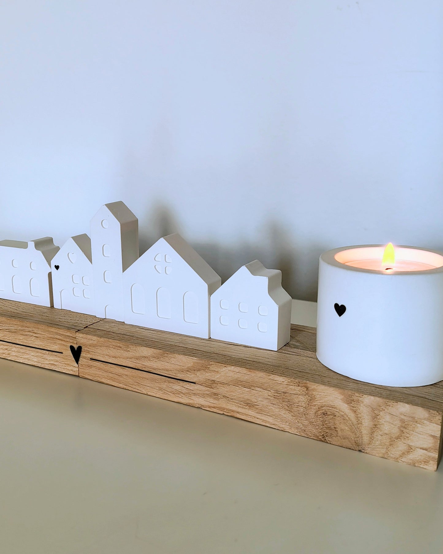 Vassoio porta candele con casette