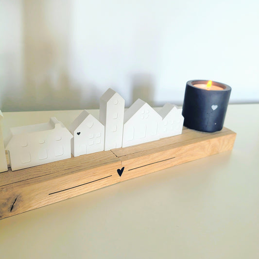 Vassoio porta candele con casette