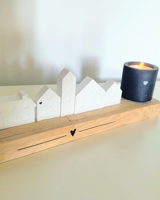 Vassoio porta candele con casette