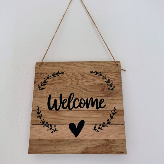 Targhetta in legno Welcome