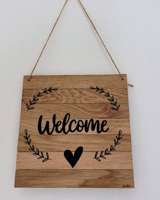 Targhetta in legno Welcome