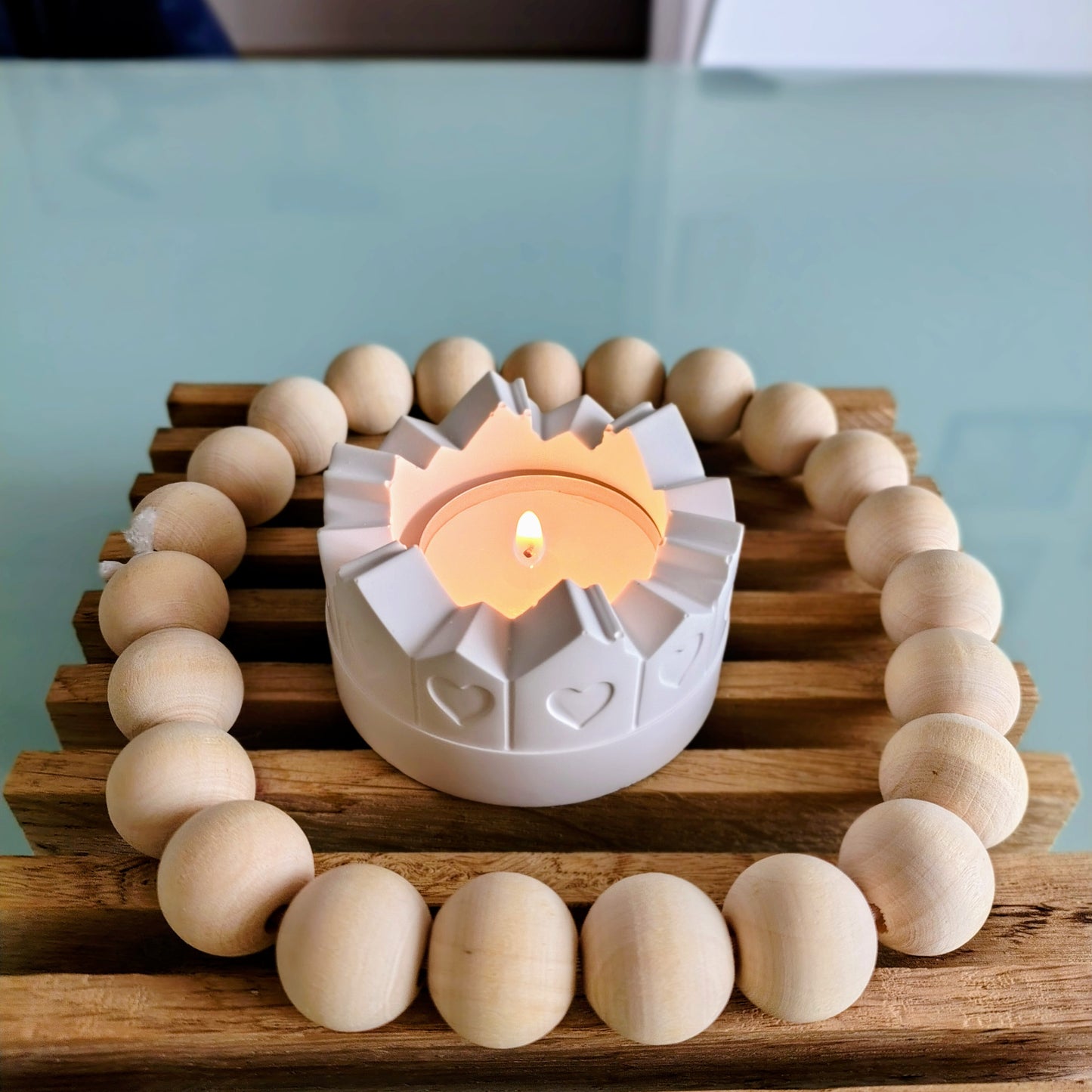 Porta candele con cuoricini