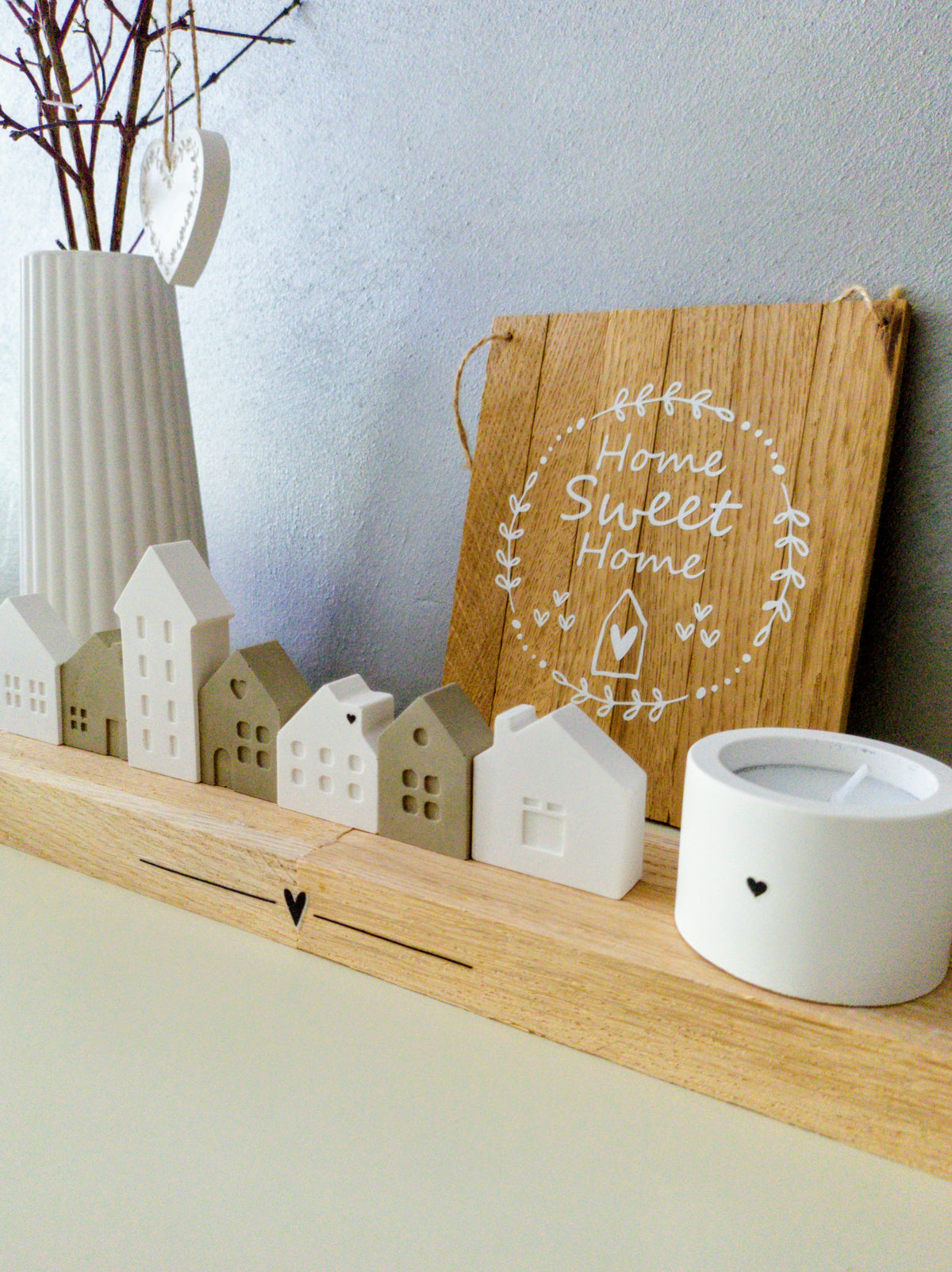 Vassoio porta candele con casette
