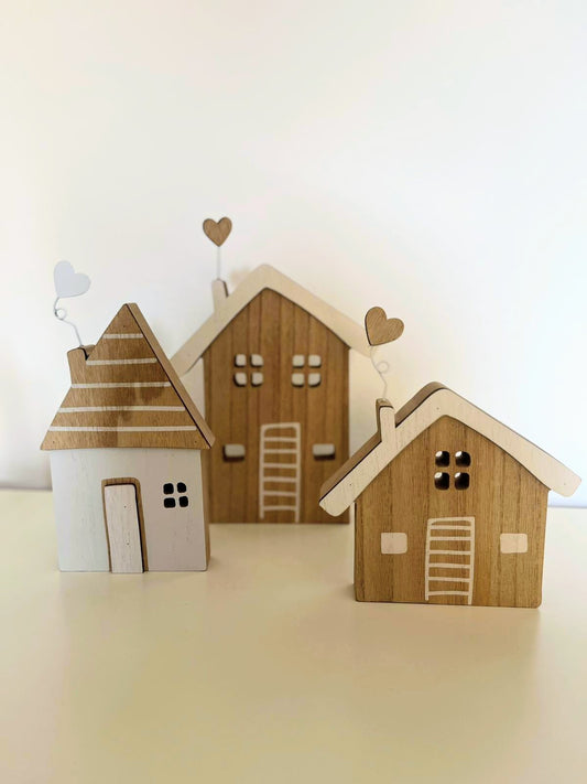 Ser 3 casette con camino a cuore bianche