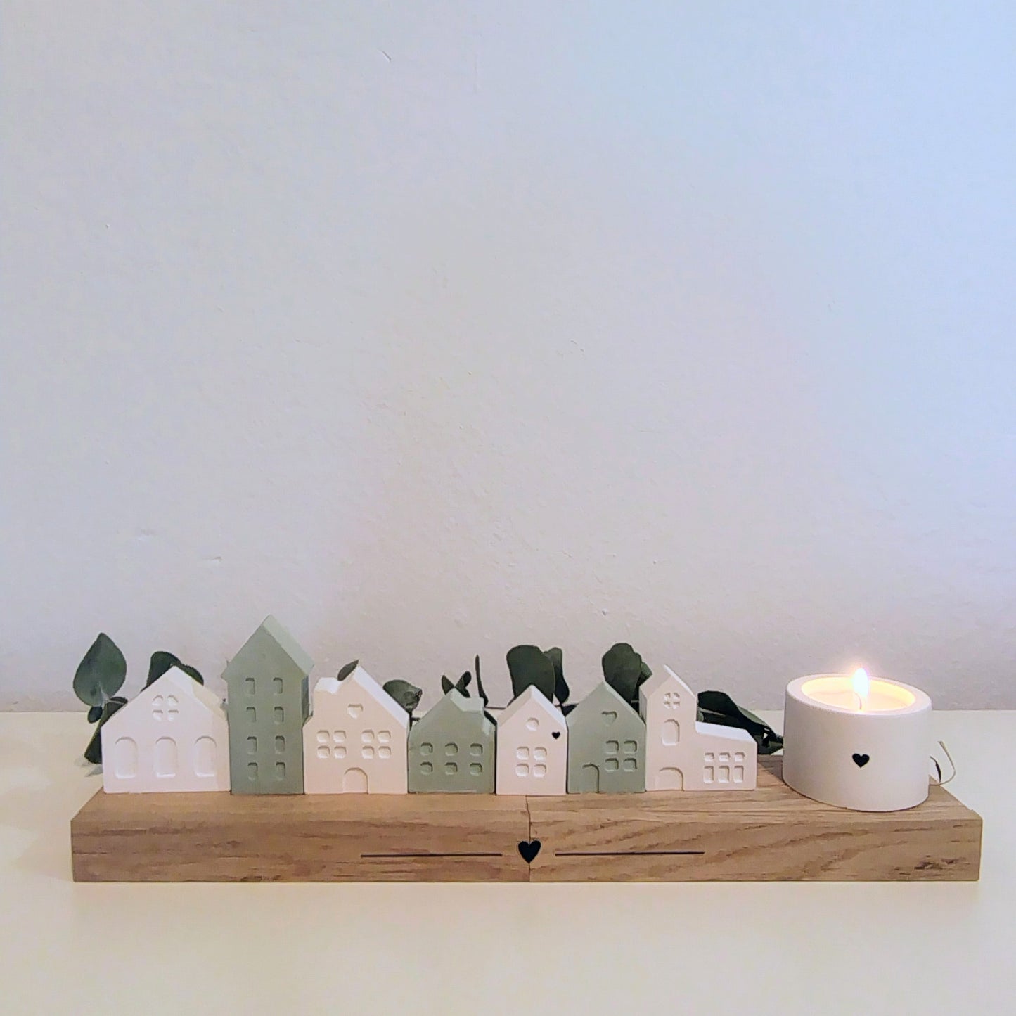 Vassoio porta candele con casette