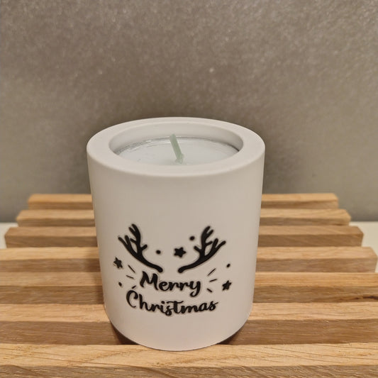 Porta candele doppio foro basso Merry Christmas