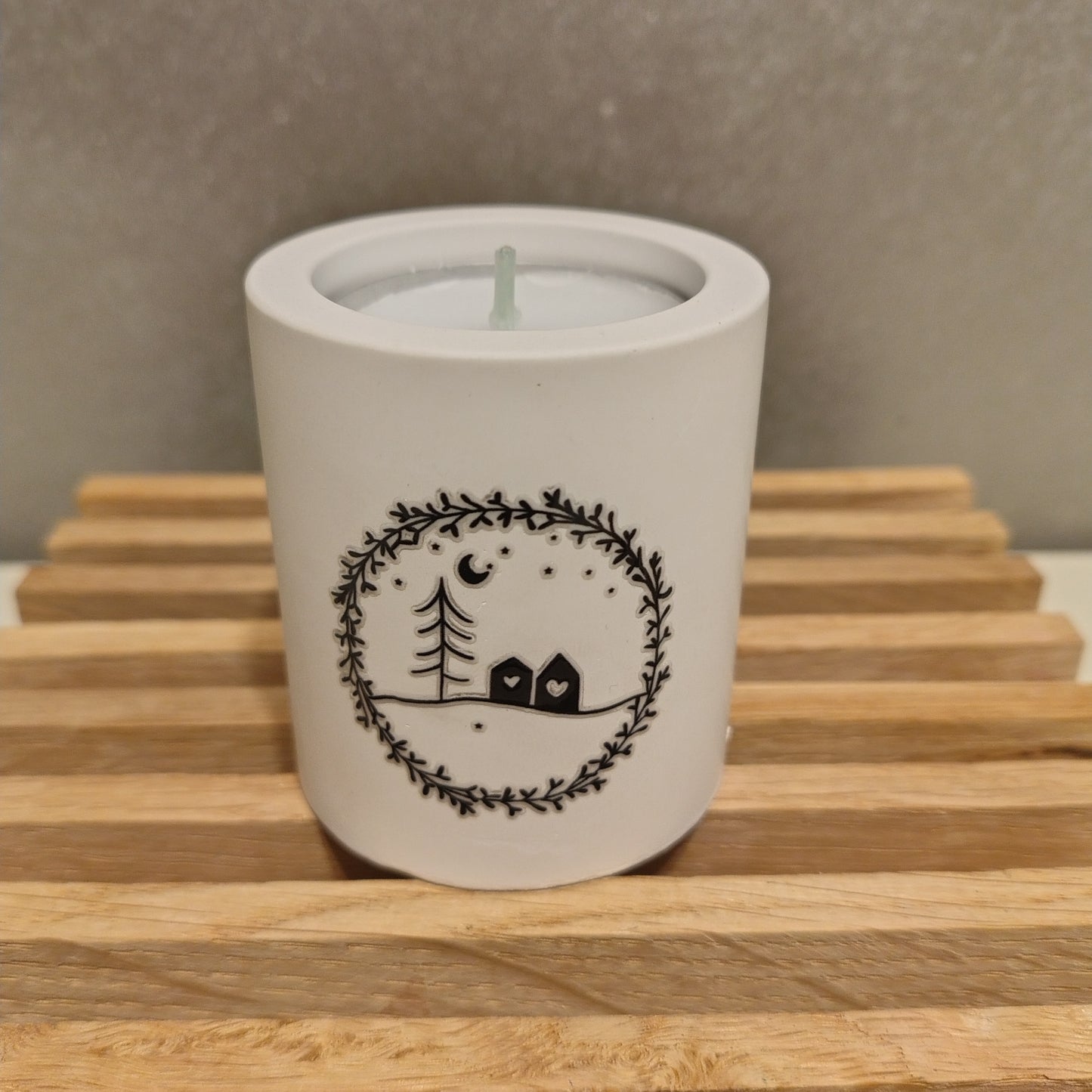 Porta candele doppio foro basso ghirlanda