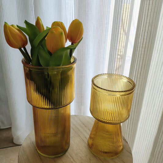 Coppia vasi in vetro giallo
