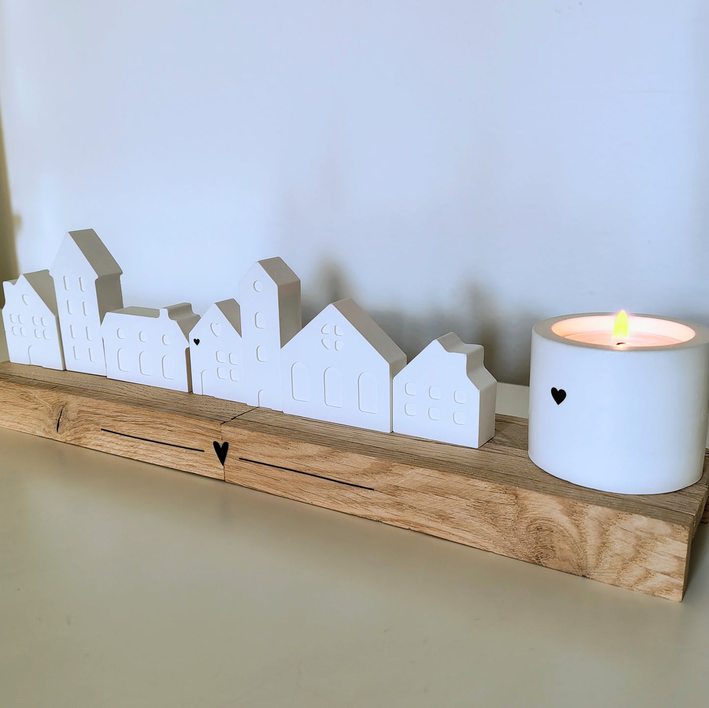 Vassoio porta candele con casette