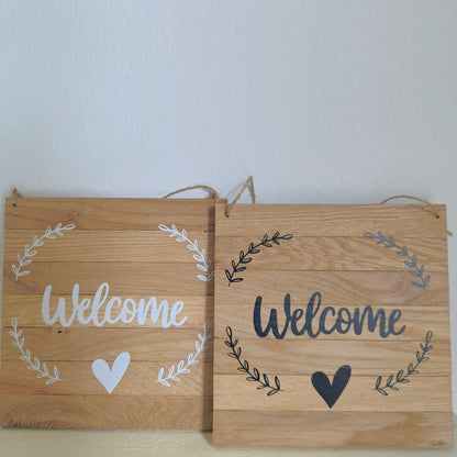Targhetta in legno Welcome