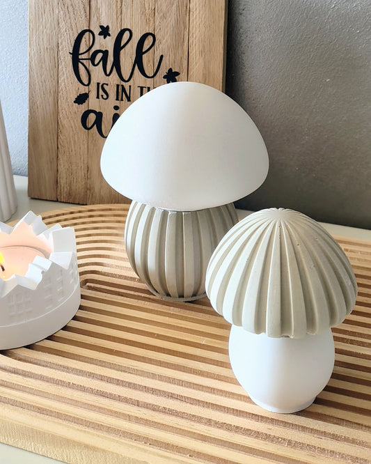 Coppia funghetti rigati bianco e beige