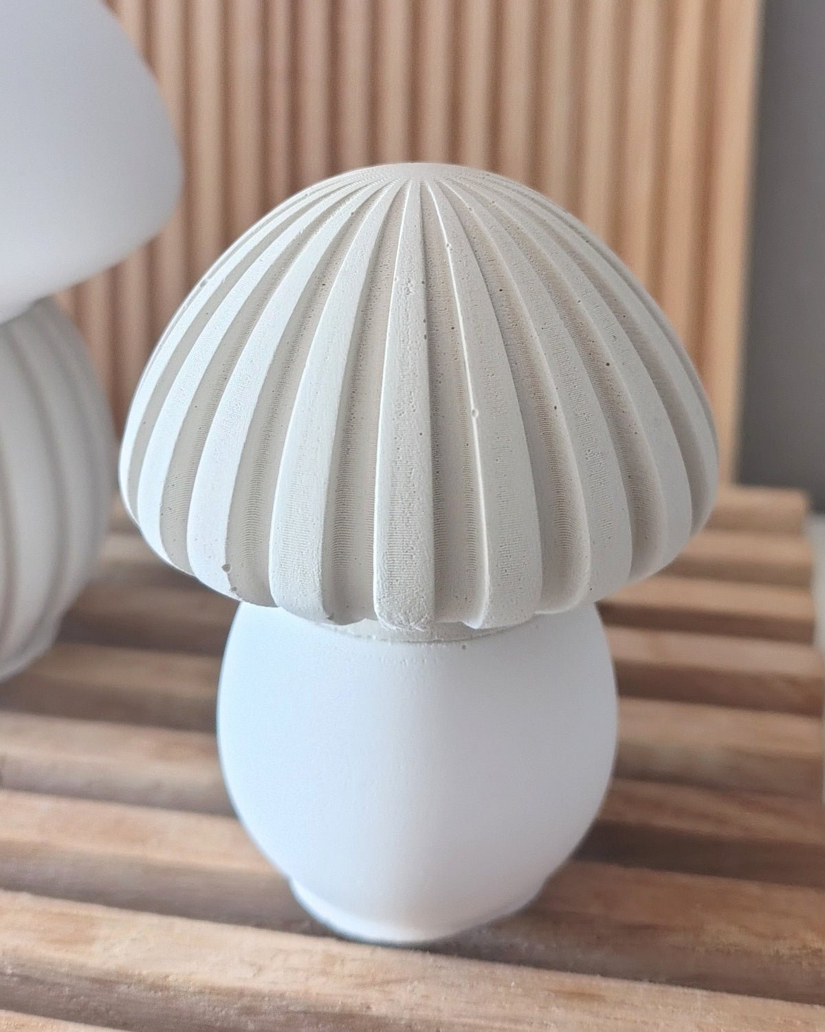 Coppia funghetti rigati bianco e beige