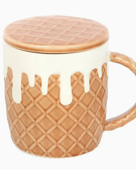 Set tazza e sottobicchiere a forma di waffle