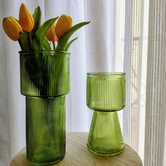 Coppia vasi in vetro verde